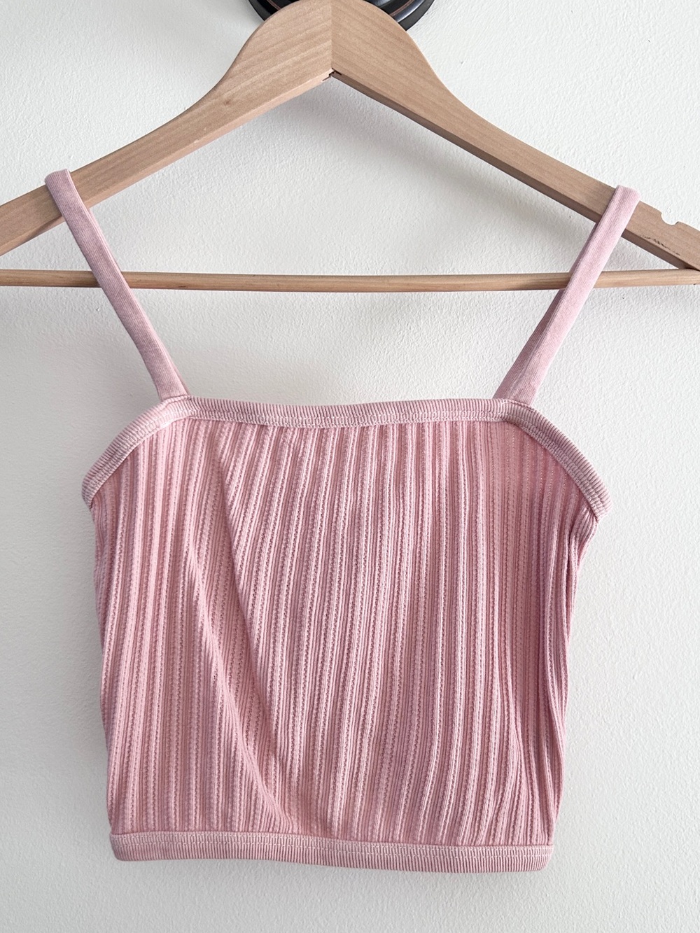 Rudy Jude Pointelle Tank — Blush Pink Ribbed Cropped Cami - Sz M